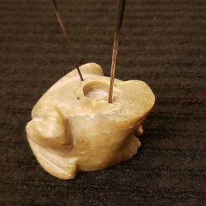 Hand-carved Soapstone Frog Incense Burner